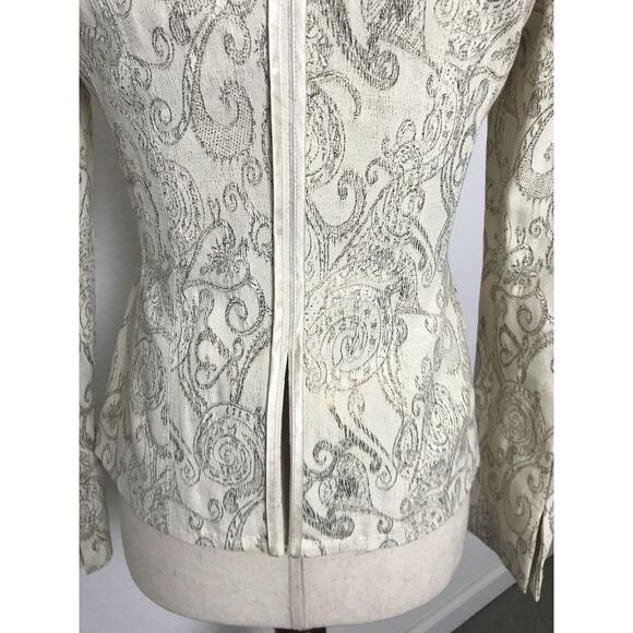 Bebe Jacket Blazer Single Breast Print Metallic Lined - Picture 9 of 11